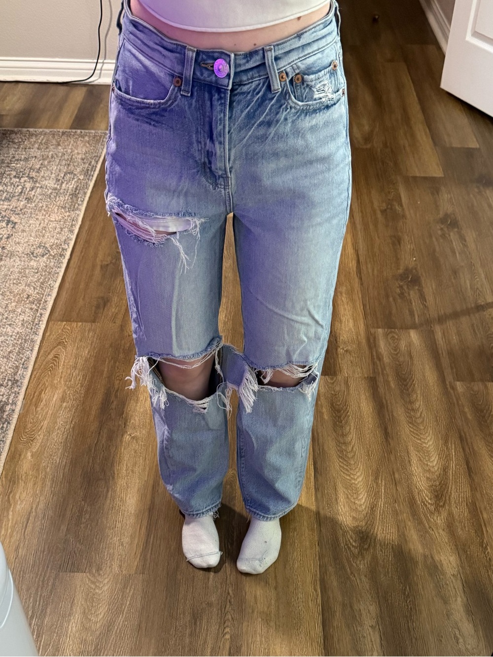 American Eagle Outfitters Light Distressed Boyfriend Jeans